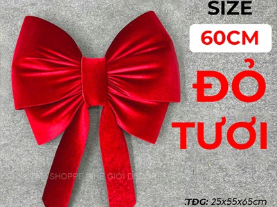 Nơ đỏ vải nhung xịn 4 cánh tiểu thơ cỡ lớn [Đứng form - Nhiều cỡ] PK-NO-11